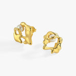 14K Gold Plated Abstract Pearl Earrings, Freshwater Pearl Wedding Jewelry, Bridesmaid Gifts