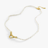 14K Gold Plated Holding Hands Necklace, Freshwater Pearl Necklace, Friendship Gift