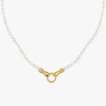 14K Gold Plated Holding Hands Necklace, Freshwater Pearl Necklace, Friendship Gift