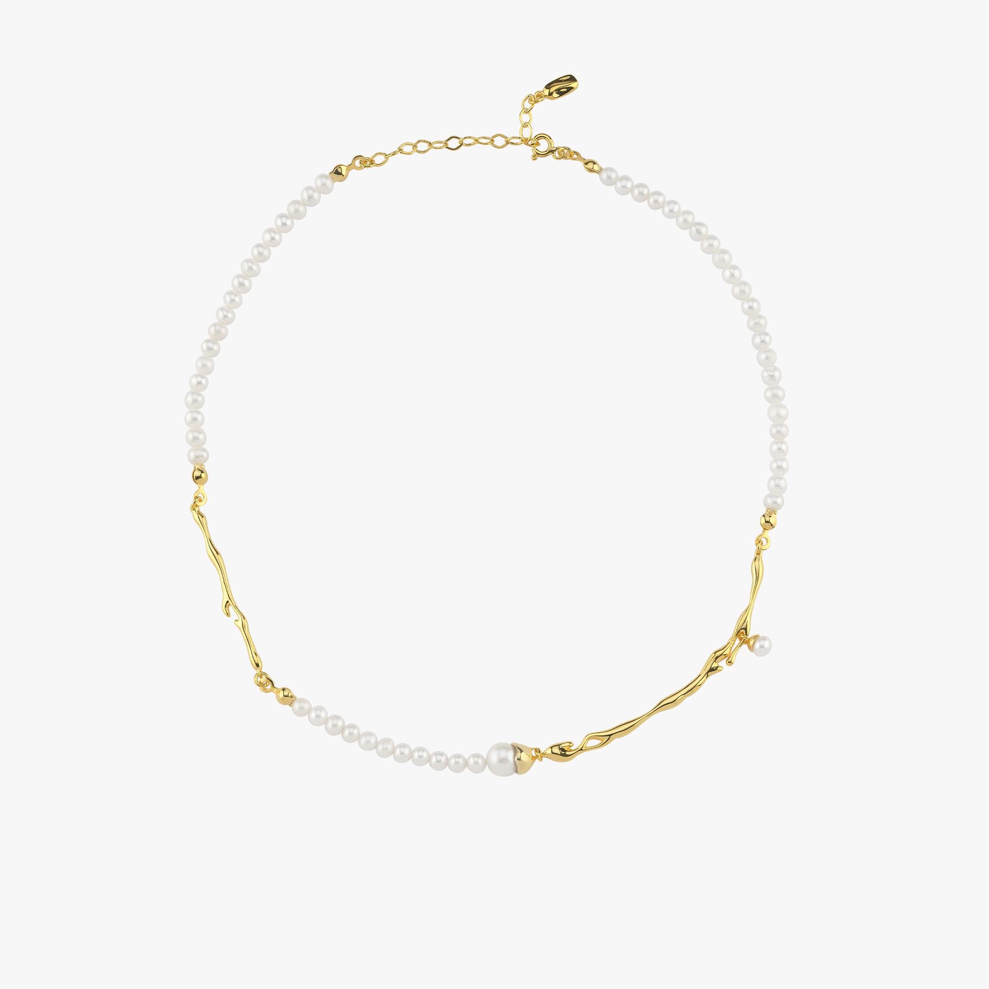 14K Gold Plated Irregular Pearl Necklace, Baroque Pearls, Bridal Necklace Gift