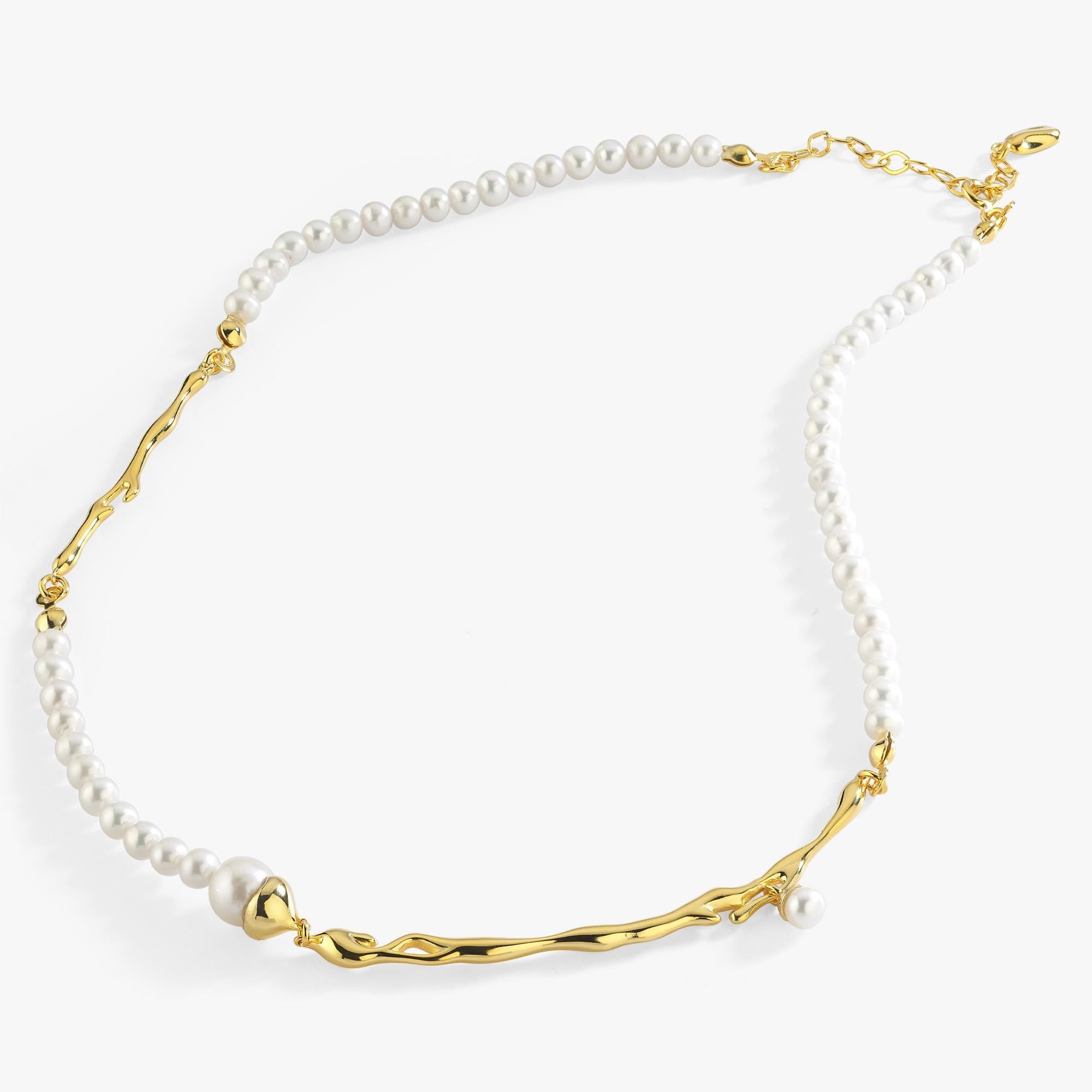 14K Gold Plated Irregular Pearl Necklace, Baroque Pearls, Bridal Necklace Gift