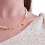 14K Gold Plated Irregular Pearl Necklace, Baroque Pearls, Bridal Necklace Gift