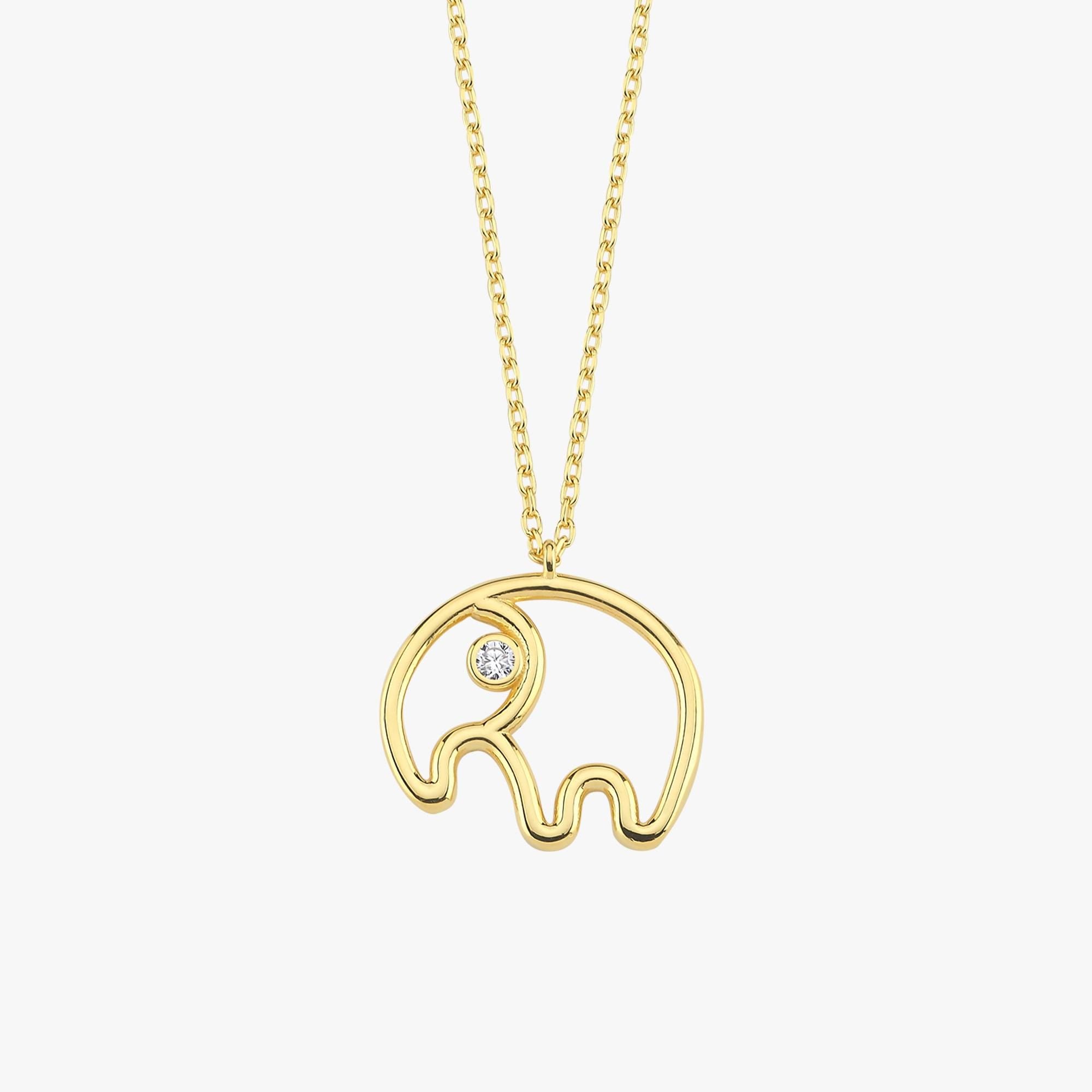 18K Gold Vermeil Elephant Necklace, Tiny Good Luck Elephant Pendant , Birthday Gift