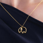 18K Gold Vermeil Elephant Necklace, Tiny Good Luck Elephant Pendant , Birthday Gift