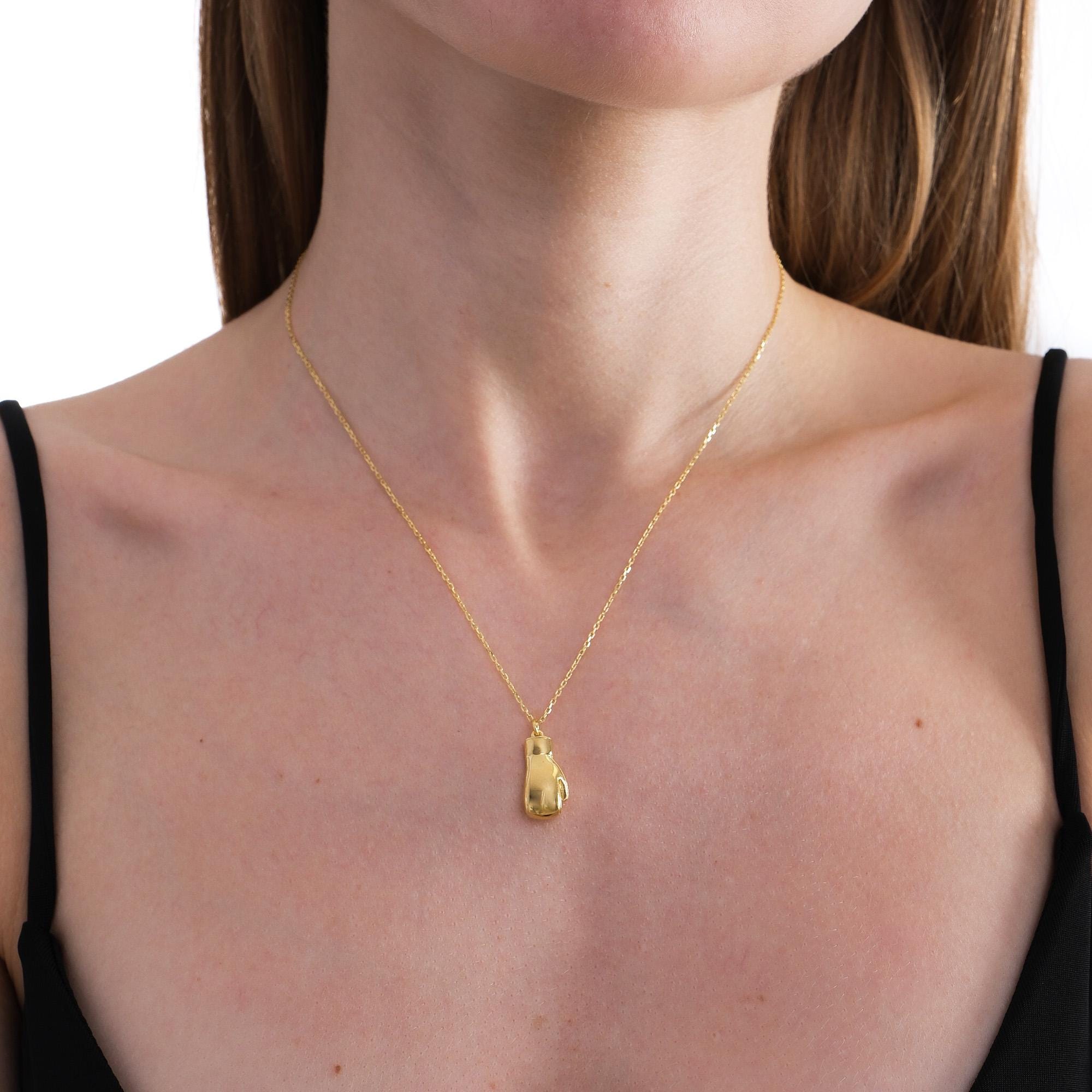 18K Gold Vermeil Boxing Glove Necklace, Sports Jewelry Gift