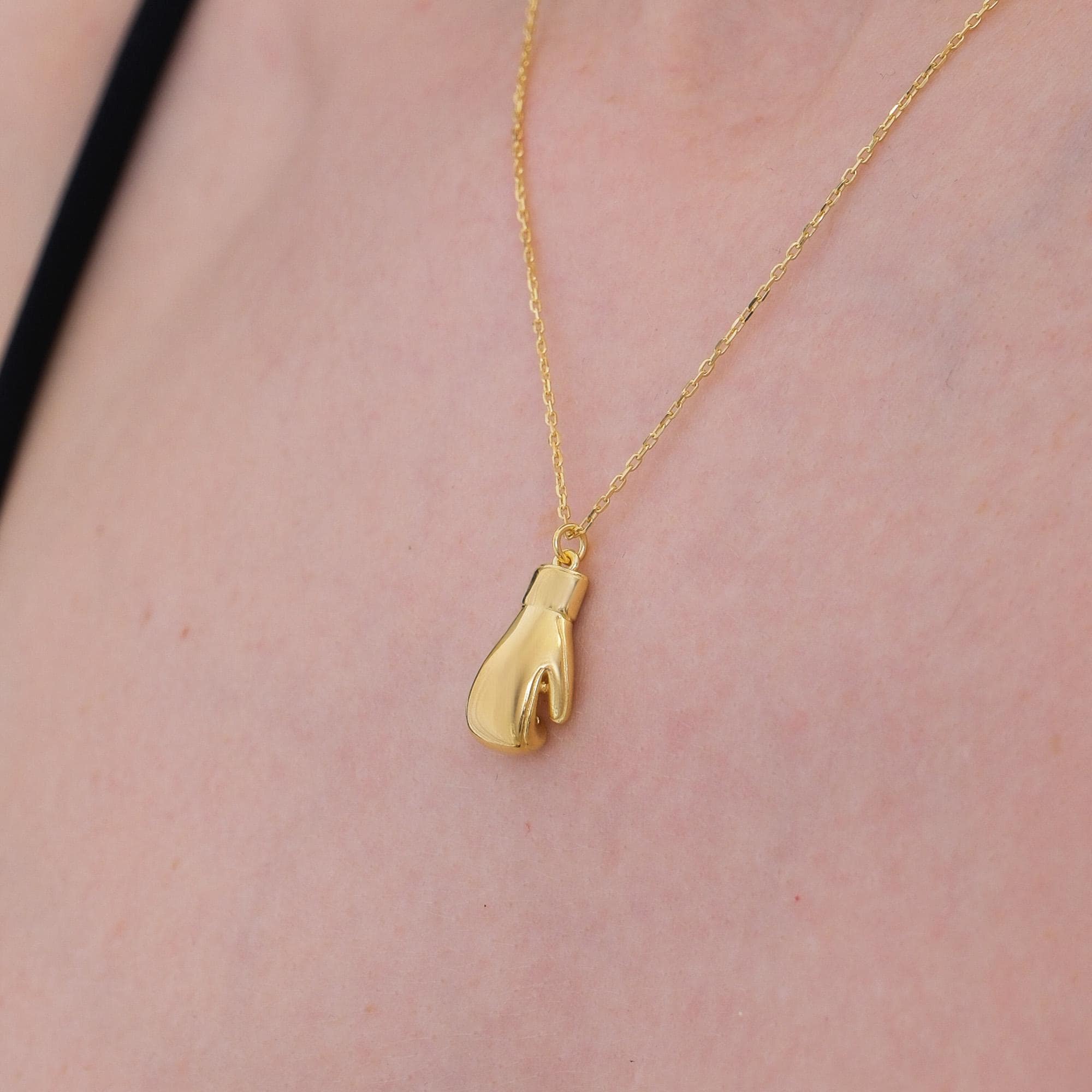 18K Gold Vermeil Boxing Glove Necklace, Sports Jewelry Gift