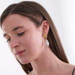 14K Gold Plated Baroque Pearl Earrings, Wedding Drop Earrings