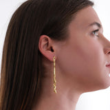 14K Gold Plated Sculptural Earrings with Baroque Pearl, Bridal Earrings Gift