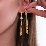 14K Gold Plated Sculptural Earrings with Baroque Pearl, Bridal Earrings Gift
