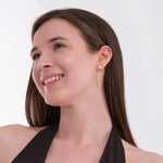 14K Gold Plated Freshwater Pearl Drop Earrings, Sculptural Leaf Earrings, Birthday Gift