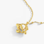 14K Gold Plated Abstract Single Pearl Necklace, Freshwater Pearl, Wedding Gift