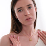 14K Gold Plated Abstract Single Pearl Necklace, Freshwater Pearl, Wedding Gift
