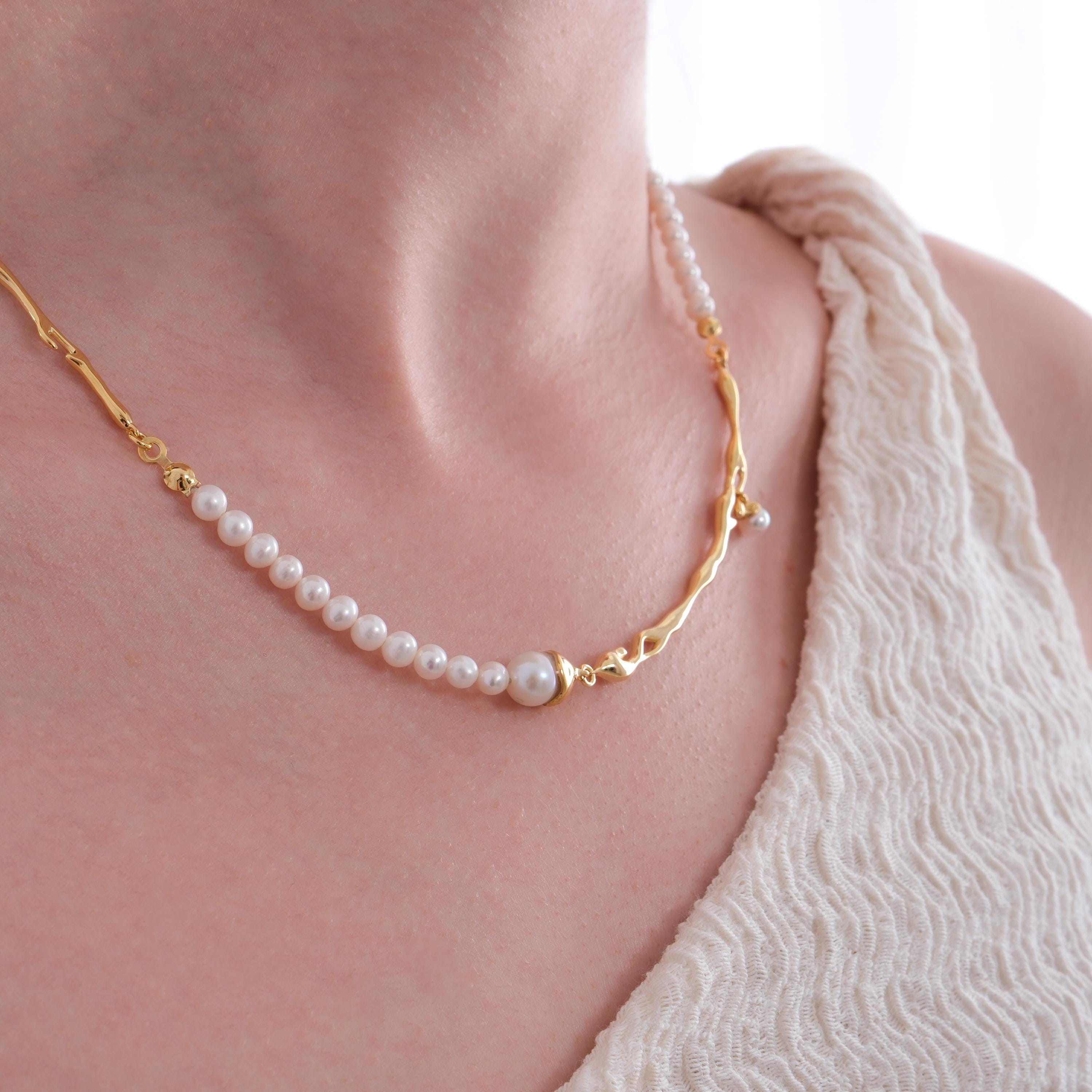 14K Gold Plated Irregular Pearl Necklace, Baroque Pearls, Bridal Necklace Gift