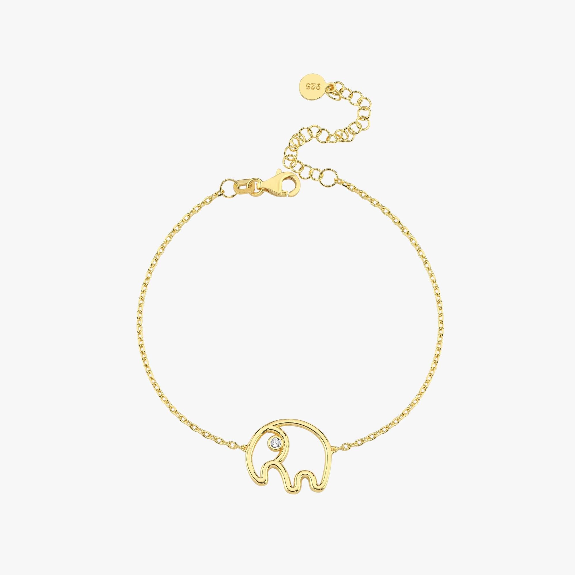 18K Gold Vermeil Elephant Bracelet, Good Luck Bracelet, Birthday Gift