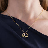 18K Gold Vermeil Elephant Necklace, Tiny Good Luck Elephant Pendant , Birthday Gift