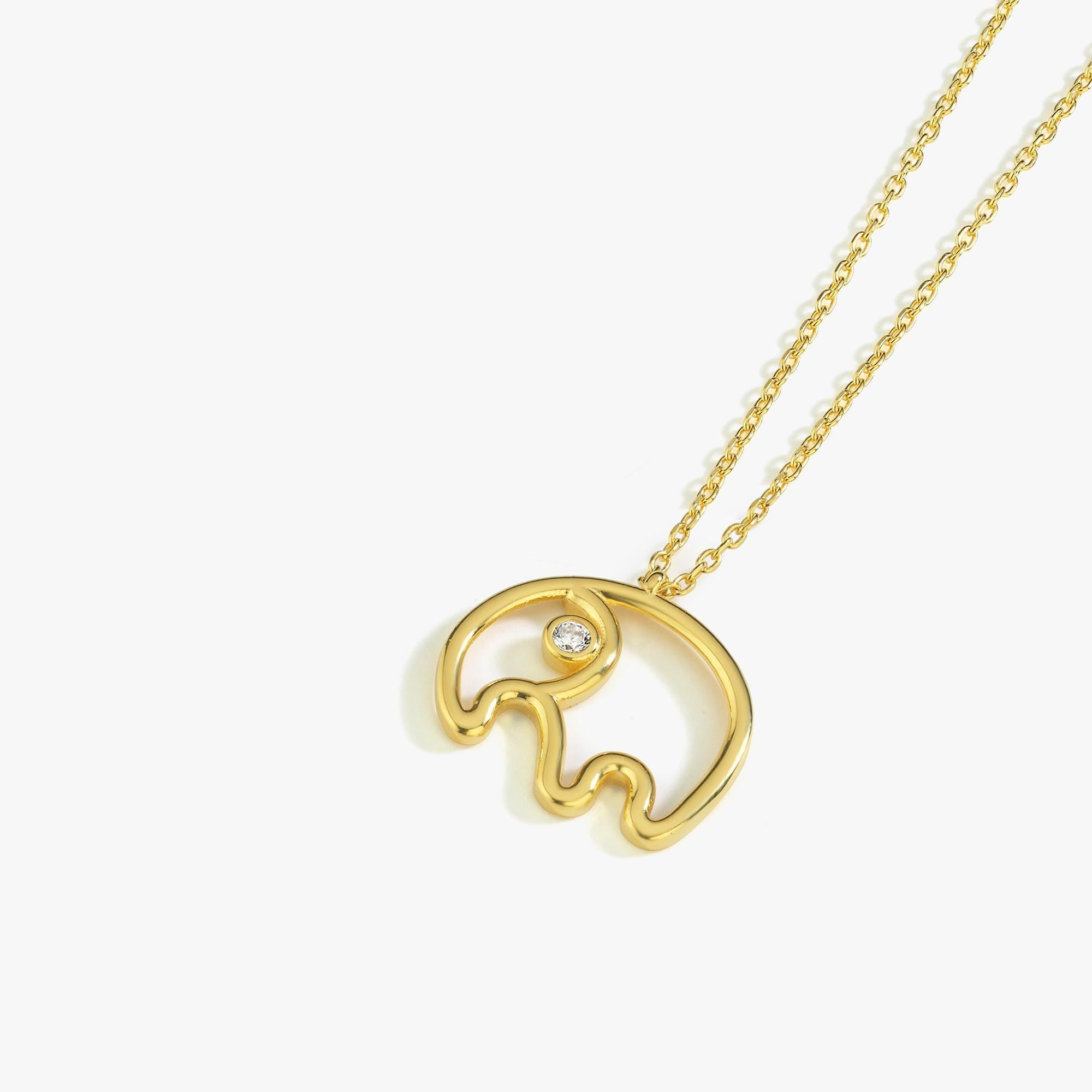 18K Gold Vermeil Elephant Necklace, Tiny Good Luck Elephant Pendant , Birthday Gift