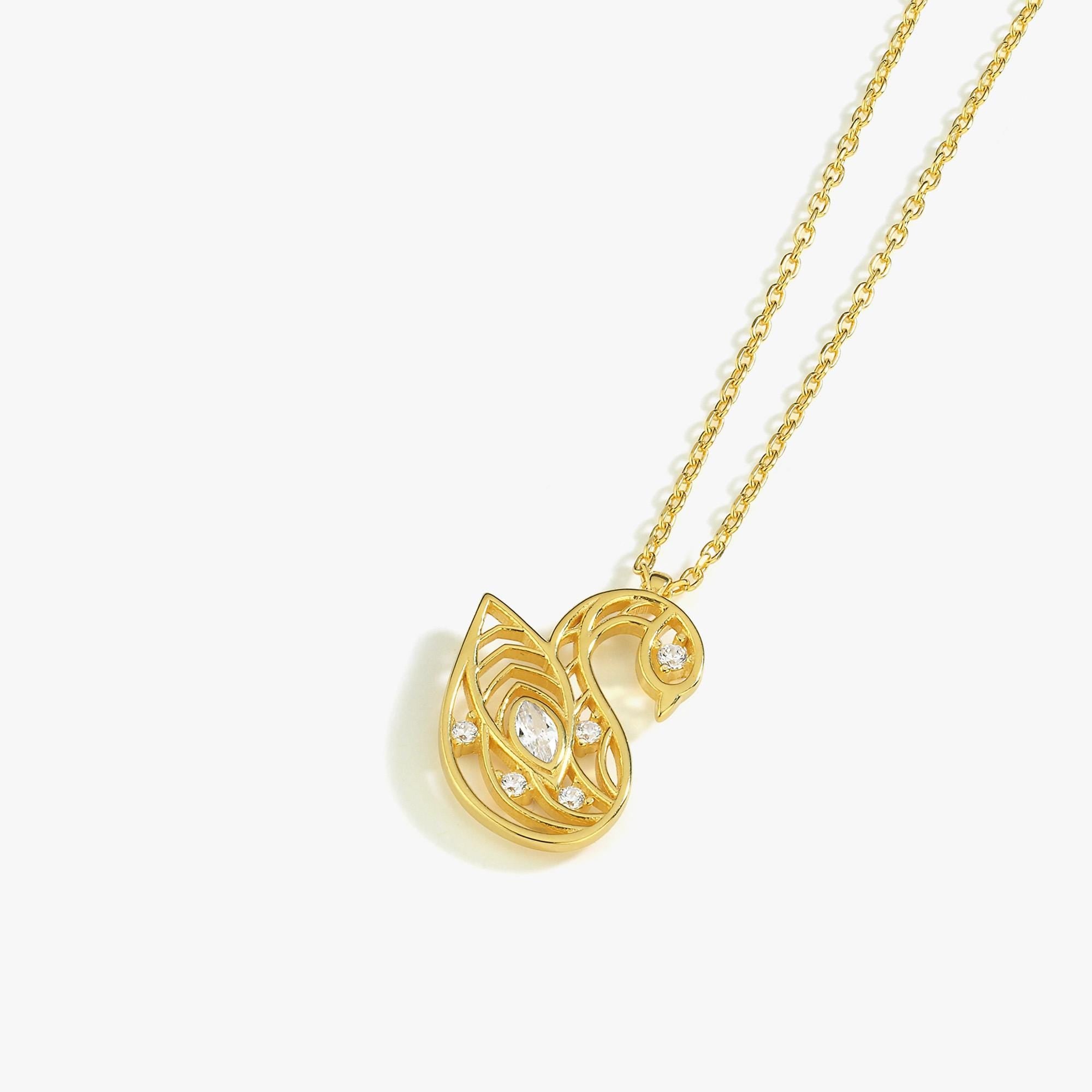 18K Gold Vermeil Swan Necklace, Bird Swan Pendant, Anniversary Gift