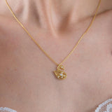 18K Gold Vermeil Swan Necklace, Bird Swan Pendant, Anniversary Gift