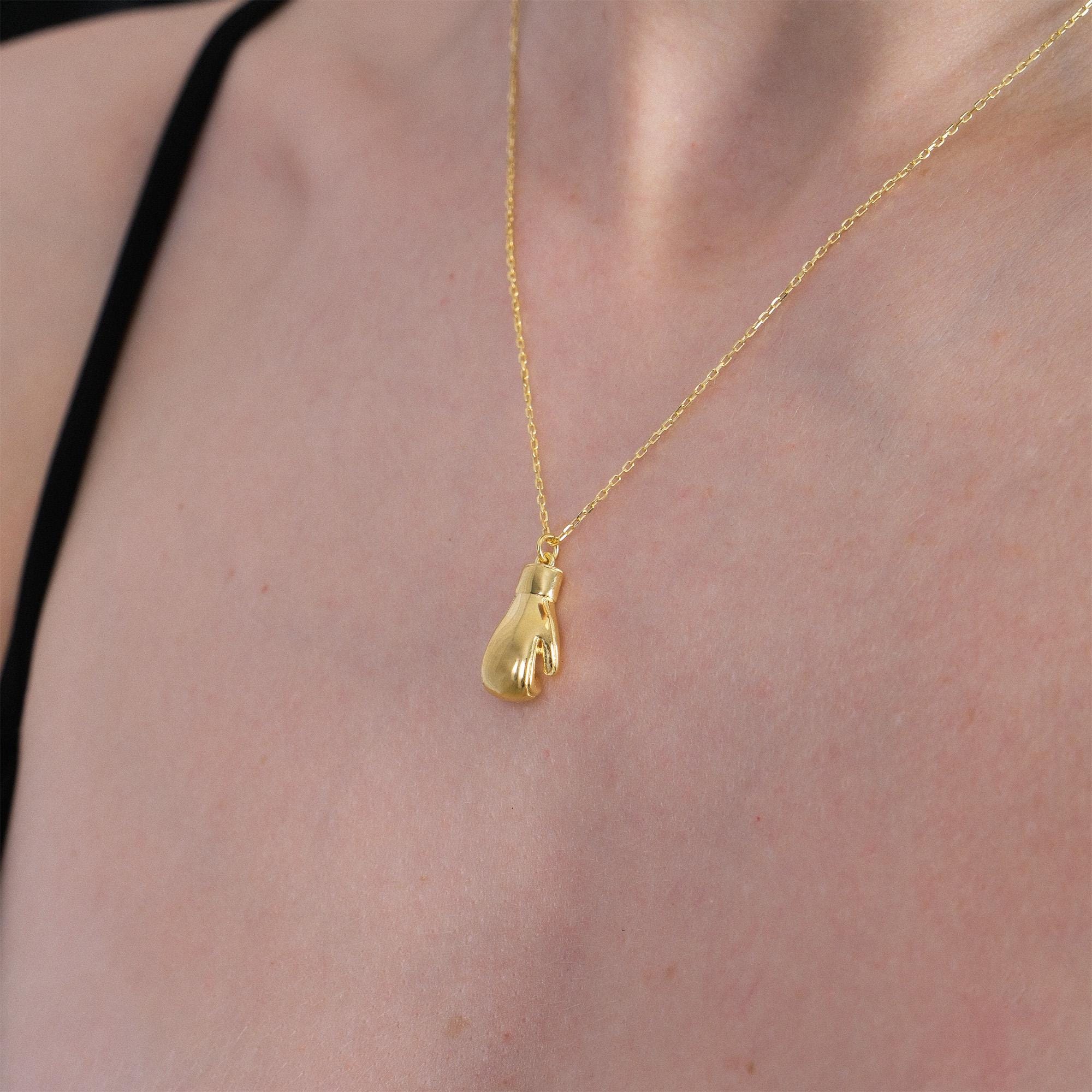 18K Gold Vermeil Boxing Glove Necklace, Sports Jewelry Gift