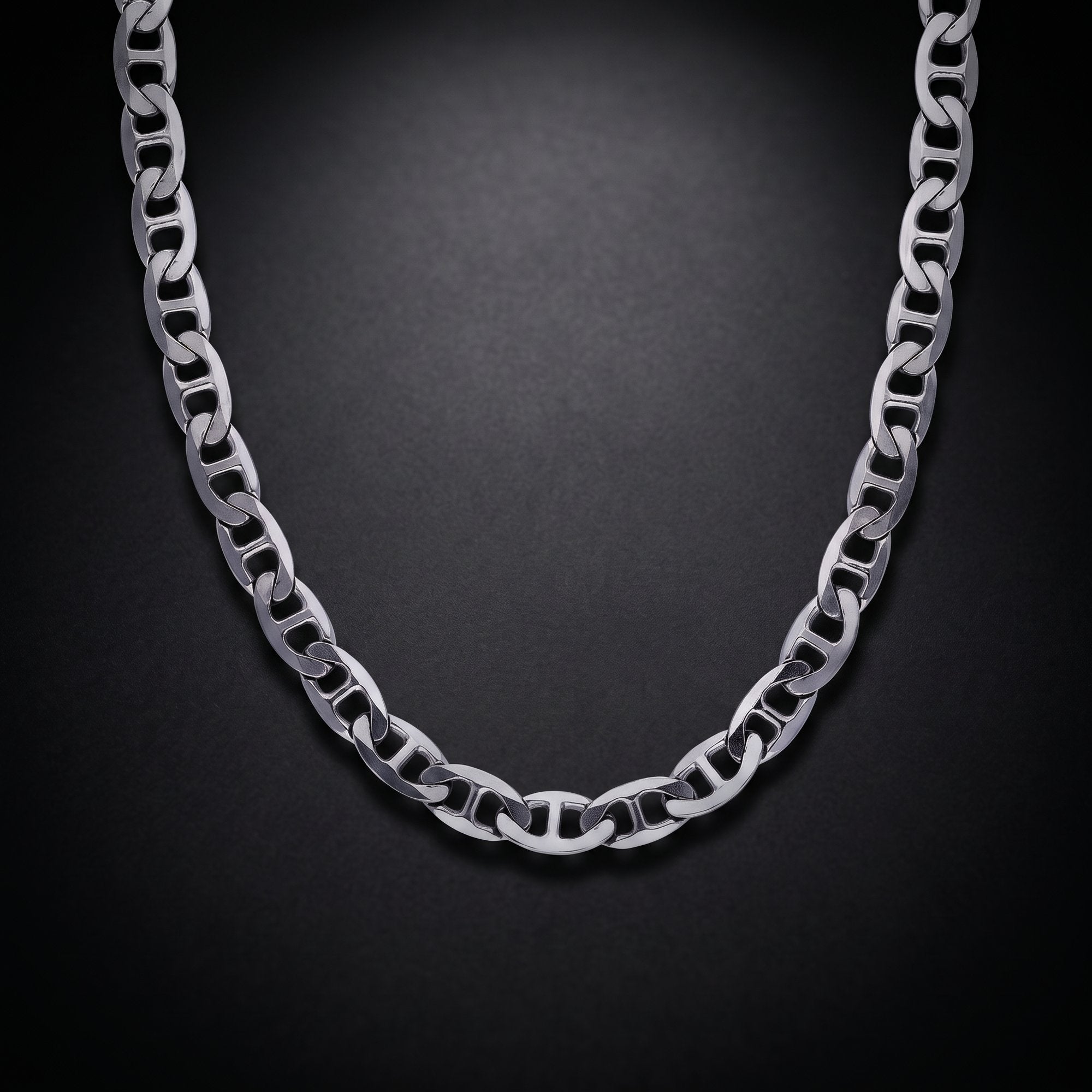 Men's mariner chain necklace in 925 sterling silver, an anchor link chain