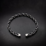 Men's oxidized twisted cuff bracelet in sterling silver
