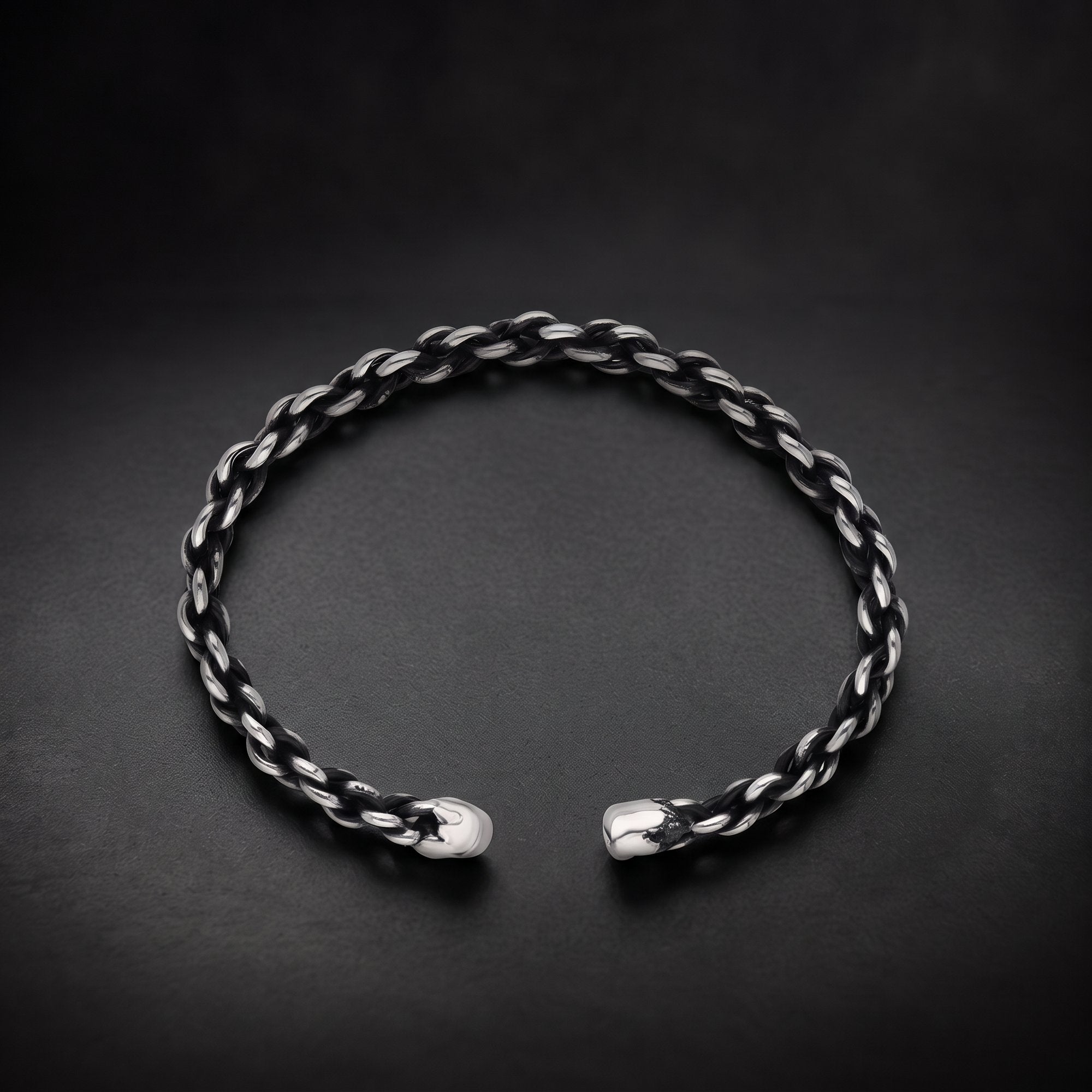 Men's oxidized twisted cuff bracelet in sterling silver