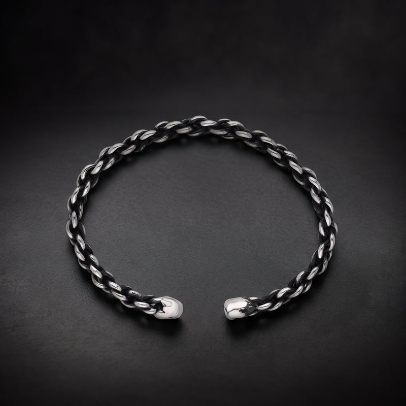 Men's oxidized twisted cuff bracelet in sterling silver