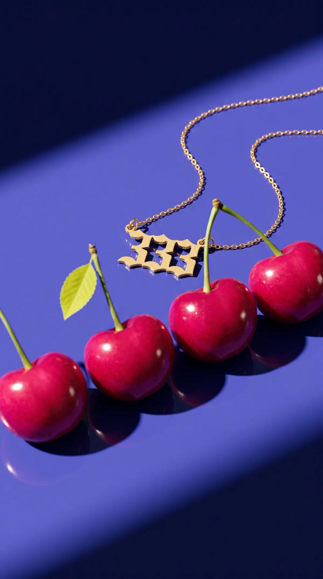 333 angel number necklace with cherries