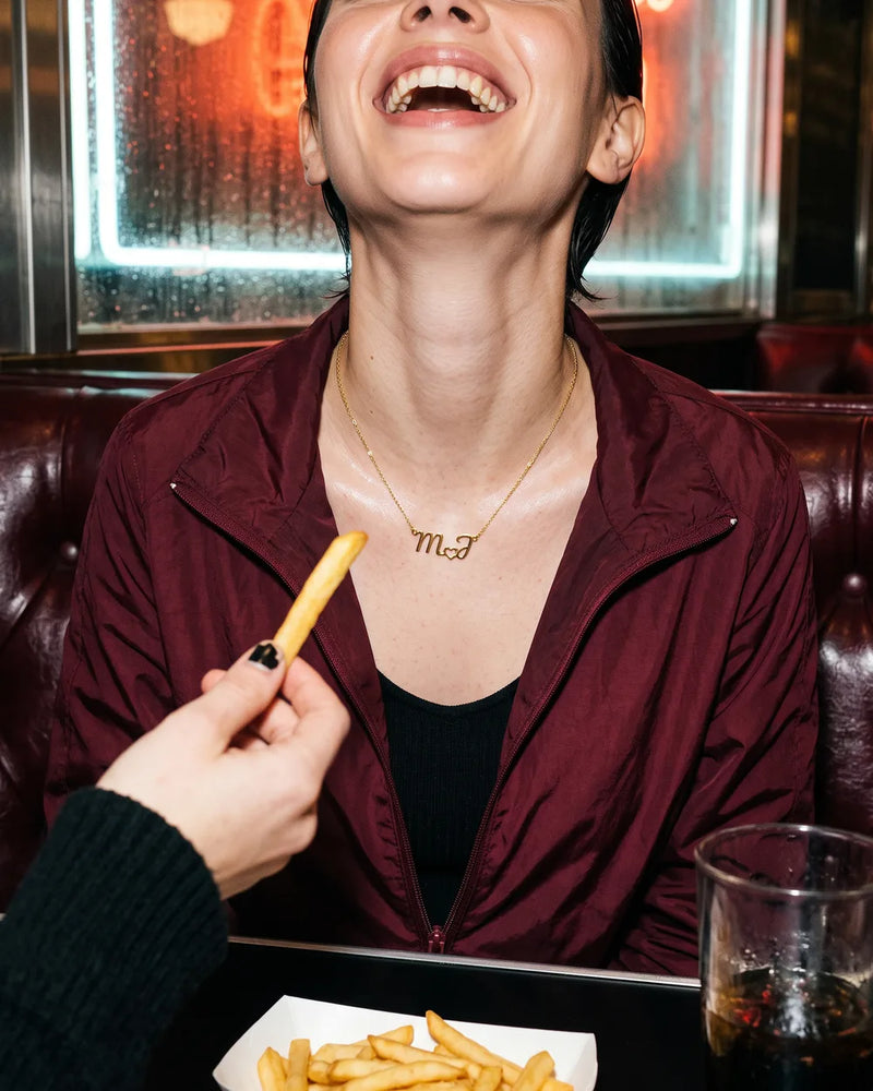 Late fries, 1 a.m., Custom Initial Necklace With Heart