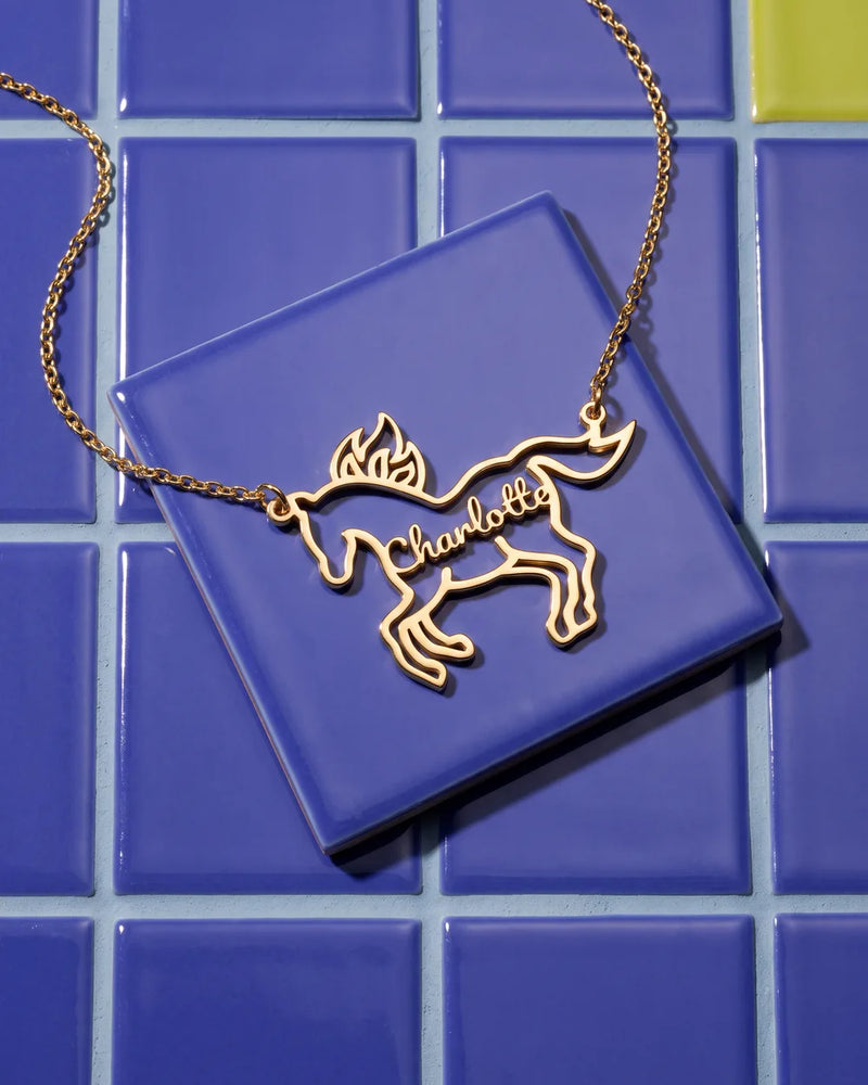 Year of the horse, Personalized Fire Horse Name Necklace