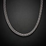 Men's oxidized wheat chain necklace in sterling silver