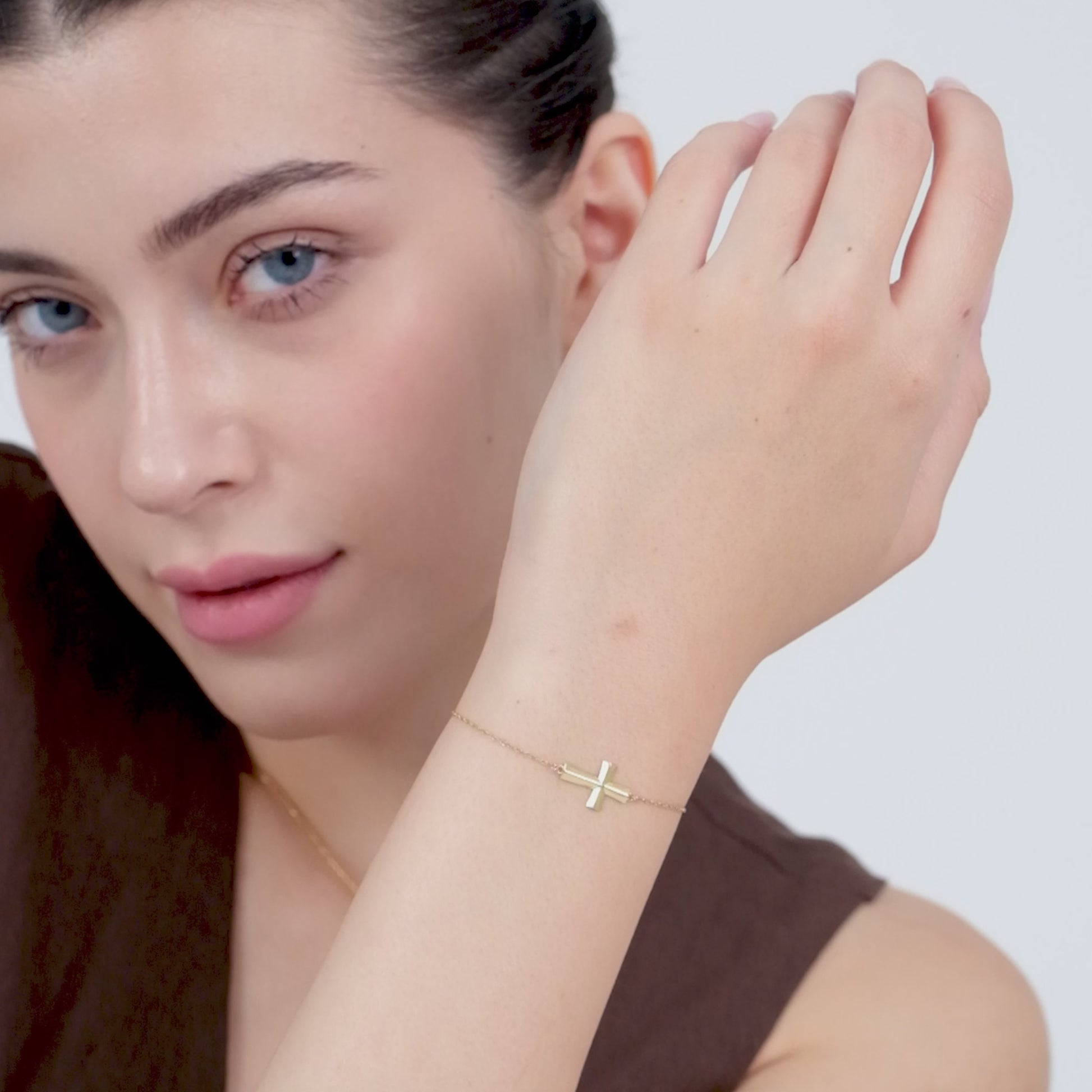 Small Cross Bracelet | 14K Gold Plated