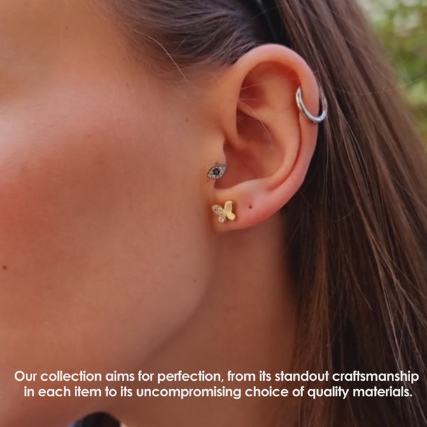 Butterfly Stud Earrings | 14K Solid Gold