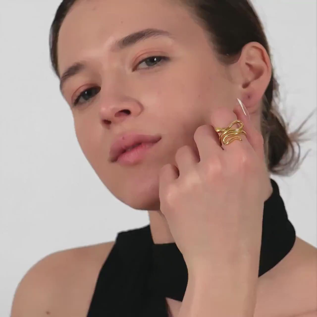 18K Gold Vermeil Snake Ring, Adjustable Serpent Ring, Snake Jewelry, Open Snake Ring, Snake of Year Gift