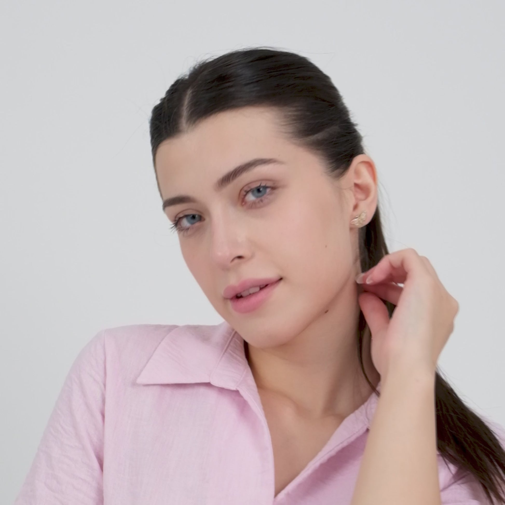 Moth Stud Earrings | 14K Solid Gold