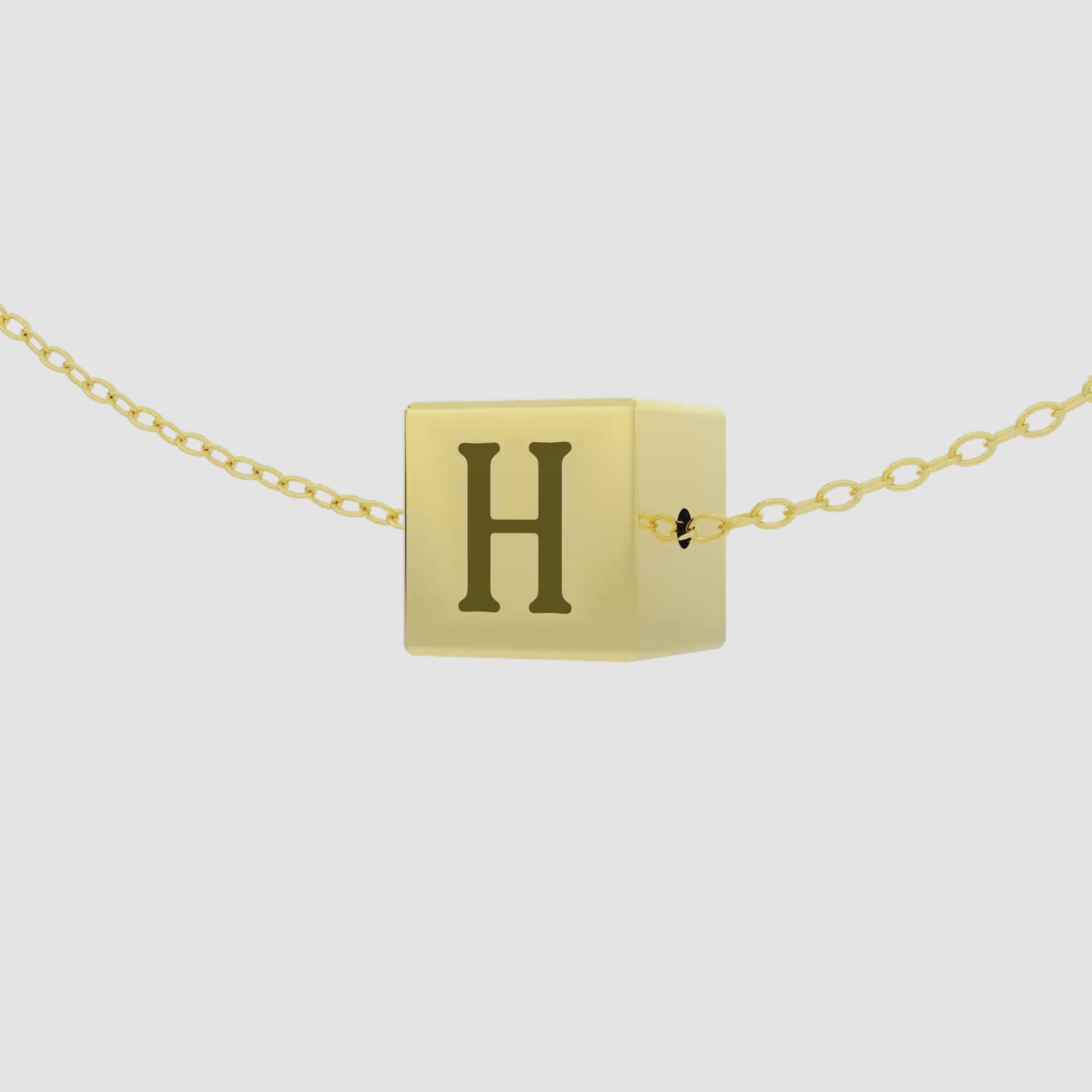Cube Initial Bracelet | 14K Solid Gold