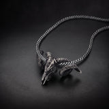 Men's ram skull necklace in oxidized 925 sterling silver