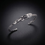 Men's silver skull cuff bracelet in oxidized 925 sterling silver