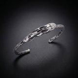 Men's silver skull cuff bracelet in oxidized 925 sterling silver