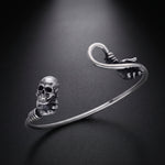 Men's skull and hand cuff bracelet in 925 sterling silver