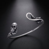 Men's skull and hand cuff bracelet in 925 sterling silver