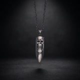 Men's skull bullet pendant necklace in oxidized 925 sterling silver