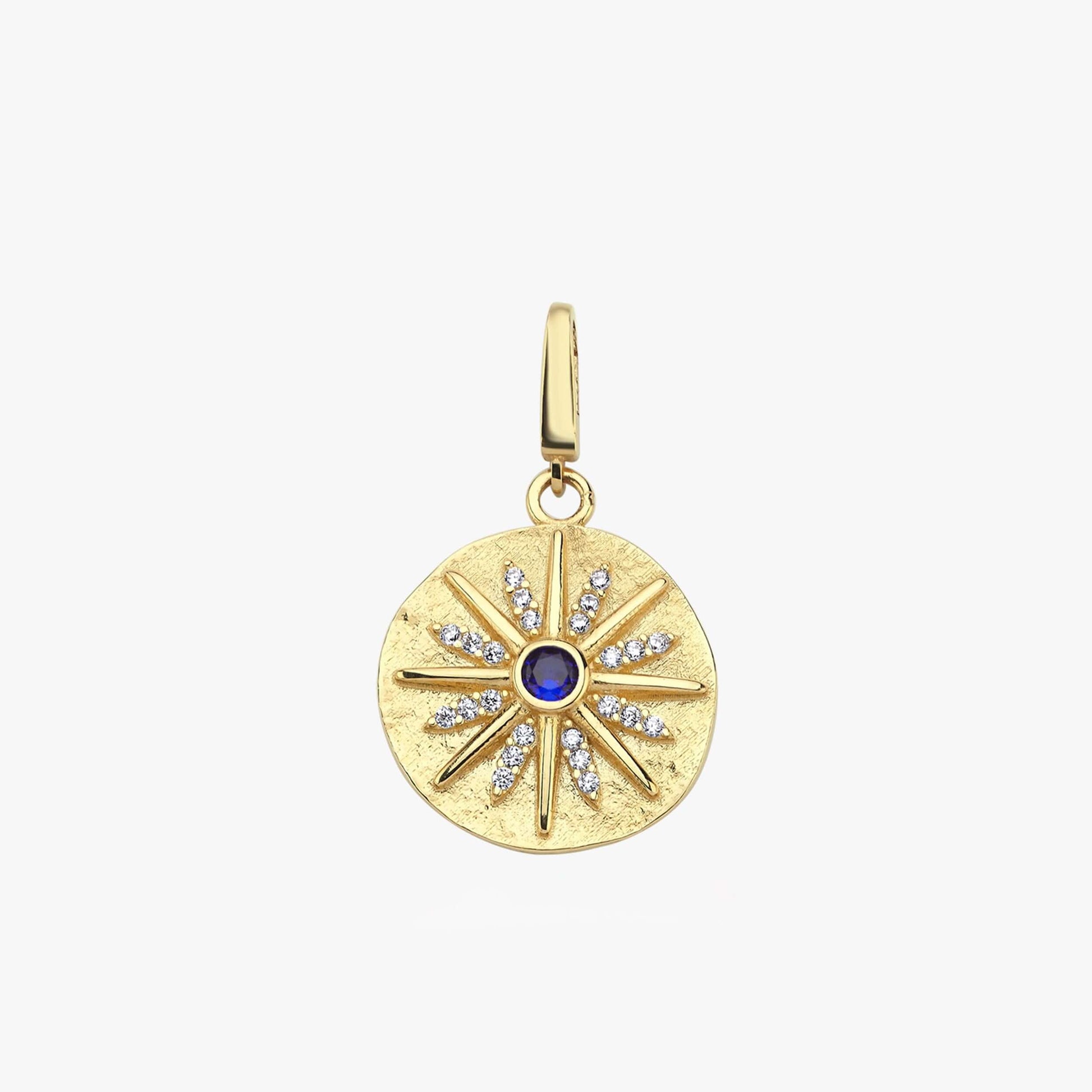 Sunshine Charm | 14K Solid Gold - Mionza Jewelry-christmas gift, coin jewelry, gold coin necklace, gold sun charm, push clasp, small coin necklace, sun anklet, sun bracelet, sun charm, sun earrings, sun necklace, sunburst necklace, sunshine necklace