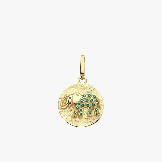 Elephant Charm | 14K Solid Gold - Mionza Jewelry-charm bracelet, charm earrings, charm necklace, christmas gift, colorful charm, elephant earrings, elephant jewelry, elephant necklace, elephant pendant, gold charm, gold coin necklace, gold disc necklace, small coin necklace