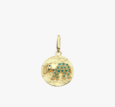 Elephant Charm | 14K Solid Gold - Mionza Jewelry-charm bracelet, charm earrings, charm necklace, christmas gift, colorful charm, elephant earrings, elephant jewelry, elephant necklace, elephant pendant, gold charm, gold coin necklace, gold disc necklace, small coin necklace