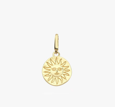 Sun Charm | 14K Solid Gold - Mionza Jewelry-14k gold charm, celestial necklace, christmas gift, disc necklace, gold coin necklace, gold sun necklace, good luck charm, sun necklace, sun pendant, sun tarot charm, sunburst necklace, sunflower necklace, sunshine necklace