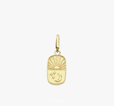 Moon and Star Charm | 14K Solid Gold - Mionza Jewelry-celestial jewelry, celestial necklace, charm earrings, christmas gift, crescent moon charm, geometric necklace, gold charm, gold charm bracelet, gold sun charm, gold sun necklace, square necklace, star charms, sun pendant