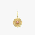 Flower Charm | 14K Solid Gold - Mionza Jewelry-14k gold pendant, charm bracelet, disc charm, flower charms, flower pendant, gold charm, gold charm necklace, gold coin charm, gold coin pendant, gold disc necklace, good luck charm, valentines day gift