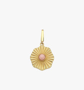 Flower Charm | 14K Solid Gold - Mionza Jewelry-14k gold pendant, charm bracelet, disc charm, flower charms, flower pendant, gold charm, gold charm necklace, gold coin charm, gold coin pendant, gold disc necklace, good luck charm, valentines day gift