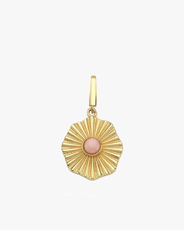 Flower Charm | 14K Solid Gold - Mionza Jewelry-14k gold pendant, charm bracelet, disc charm, flower charms, flower pendant, gold charm, gold charm necklace, gold coin charm, gold coin pendant, gold disc necklace, good luck charm, valentines day gift